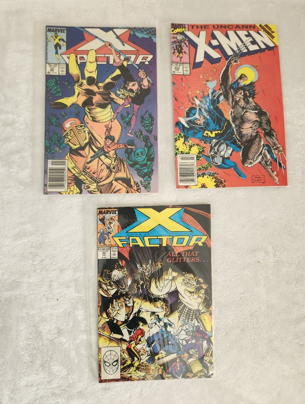 Uncanny X-Men #258 X-Factor #22 #42 Marvel Vintage Superhero Comic Book Lot of 3
